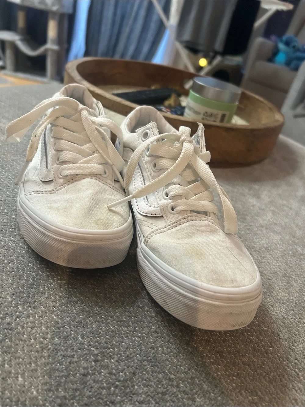 White VANS Canvas Kids Low-Top Sneakers